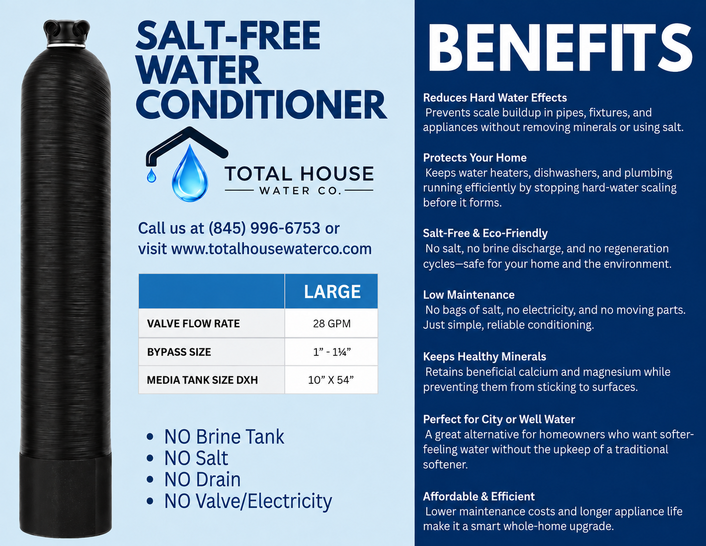 Salt-Free Water Conditioner spec sheet